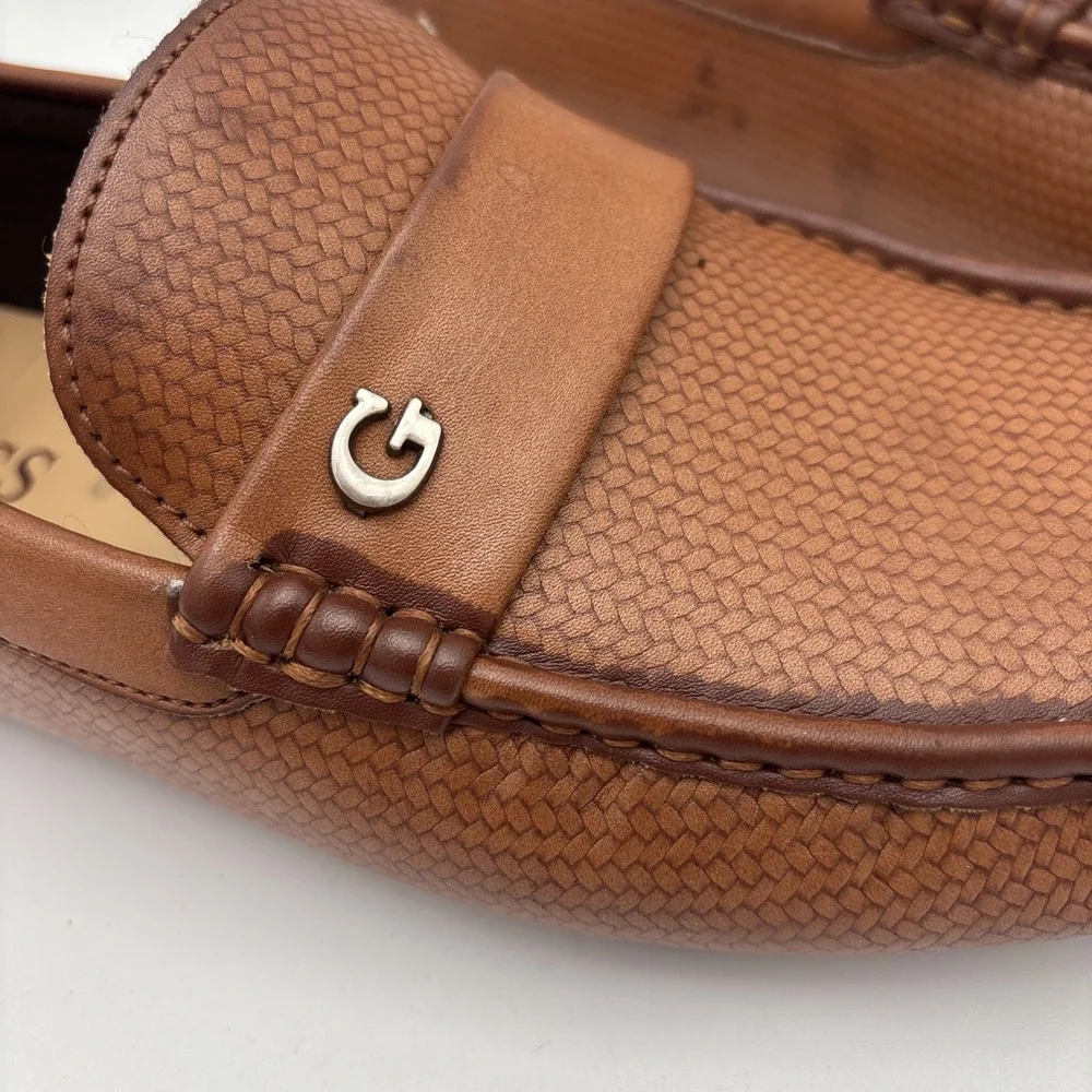 Guess Men's Driving Loafers Brown Size‎ 9.5 M Faux Leather Rubber Sole